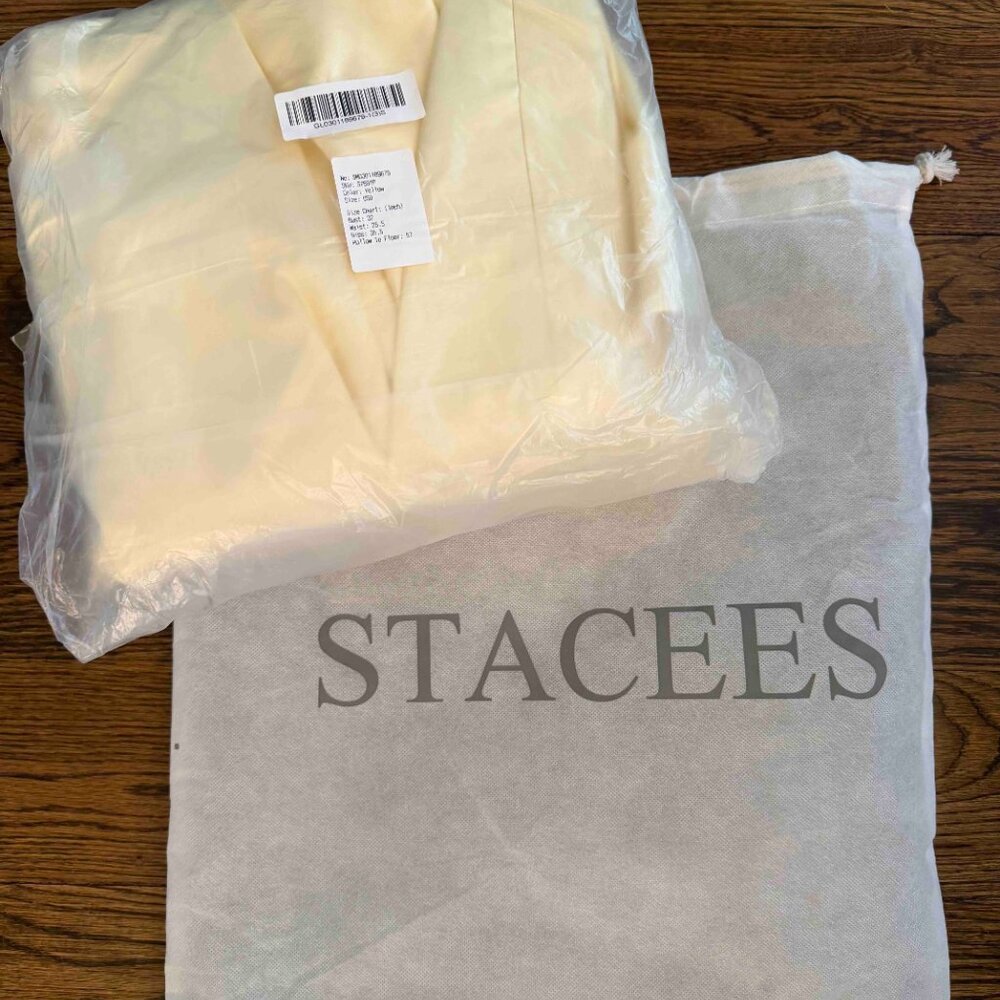 A-line Square Neckline Sleeveless Floor-Length Satin Prom Dress w Pockets Split - Picture 4 of 6